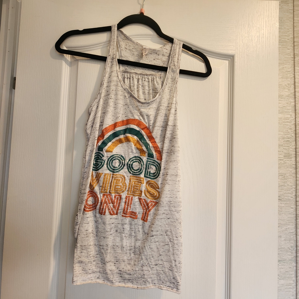 Bella Canvas Gray Good Vibes Only Tank Euc